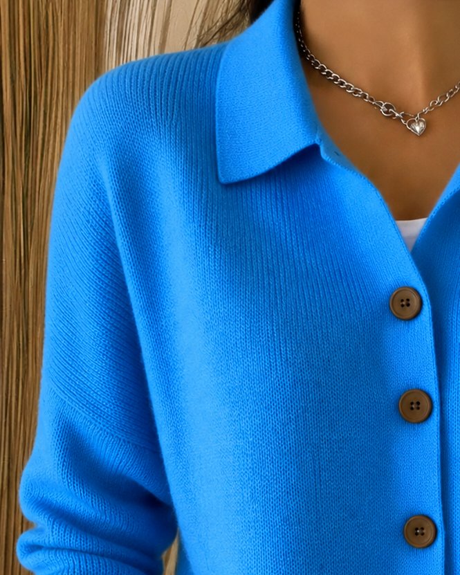Women's Shirt Collar Knitted Cardigan | Button Down