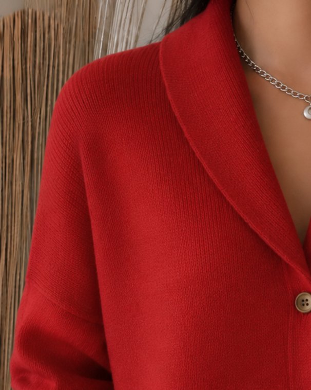 Women's Shirt Collar Knitted Cardigan | Button Down