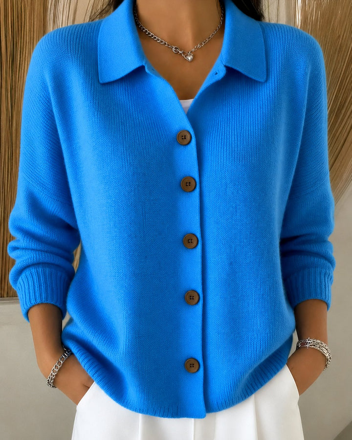 Women's Shirt Collar Knitted Cardigan | Button Down