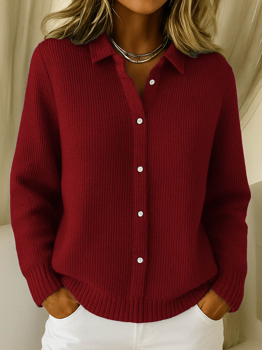 Women's Collared Knit Cardigan | Button-Up