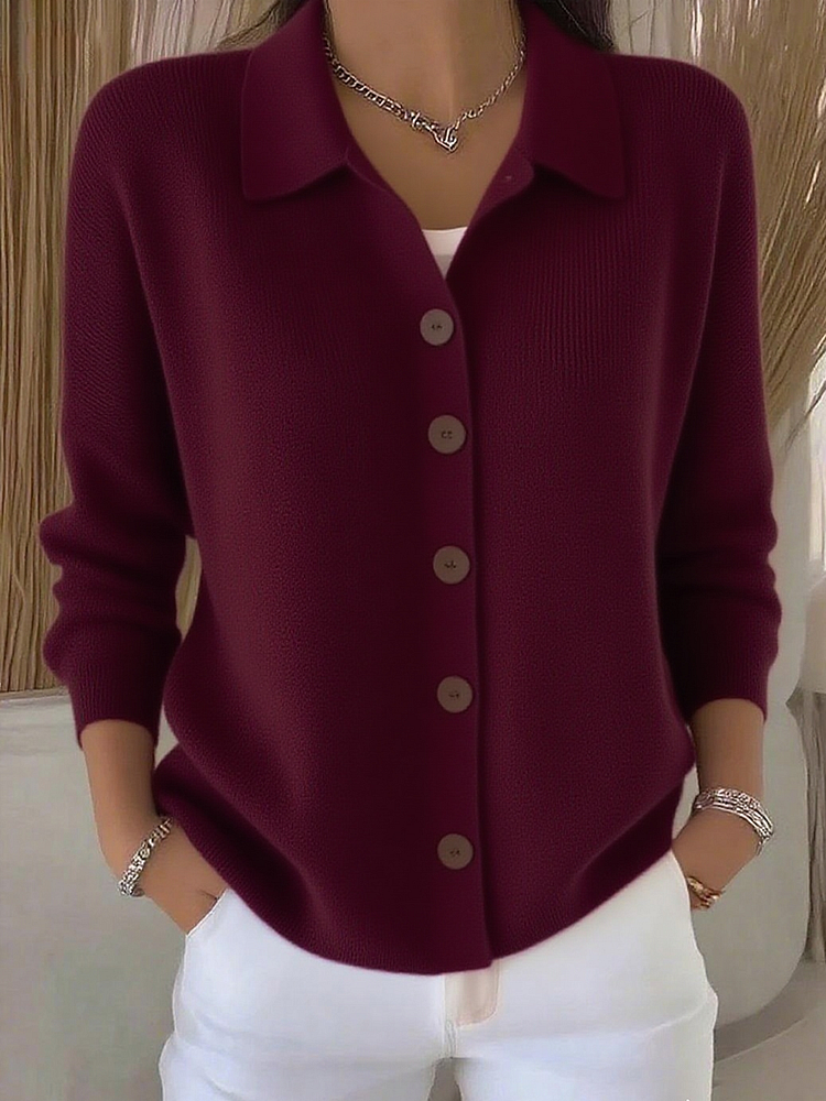 Women's Knit Button Front Cardigan | Collared