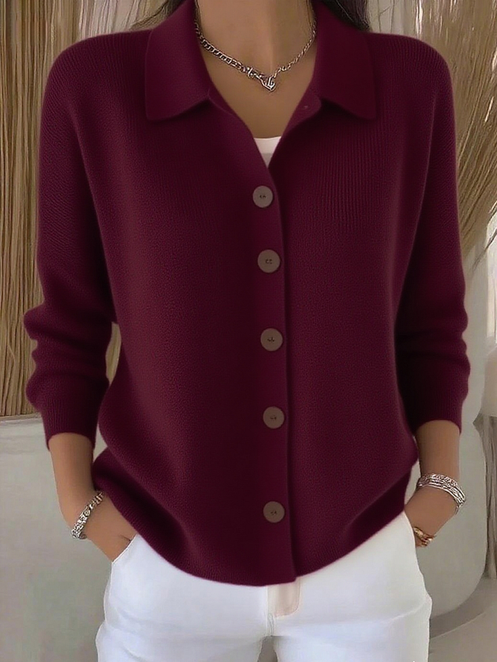 Women's Knit Button Front Cardigan | Collared