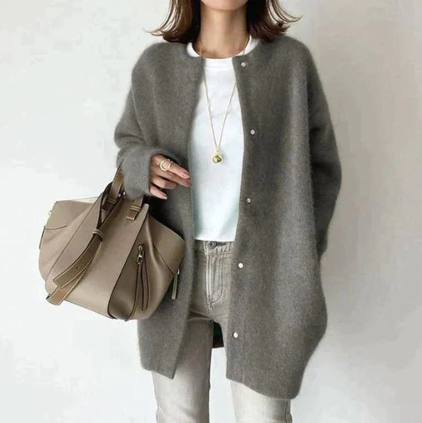 Women’s Long Sleeve Round Neck Cardigan | Button Down