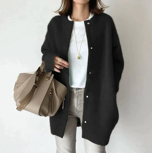 Women’s Long Sleeve Round Neck Cardigan | Button Down