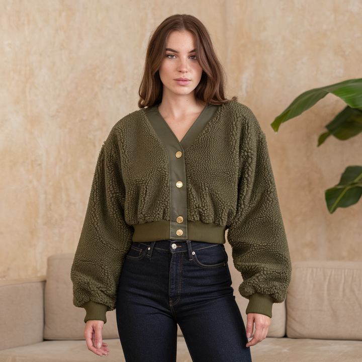 Women's Cropped Button Down Cardigan | Knit