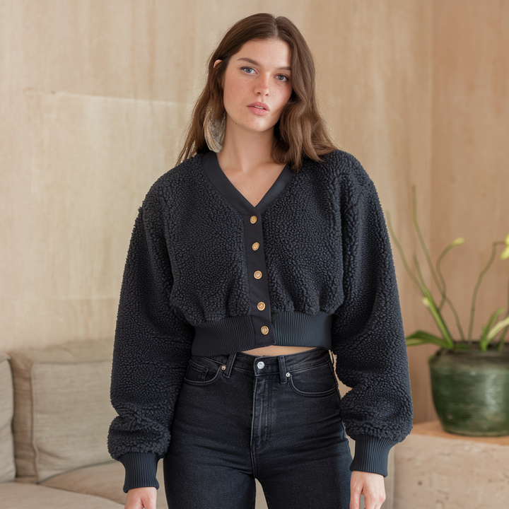 Women's Cropped Button Down Cardigan | Knit