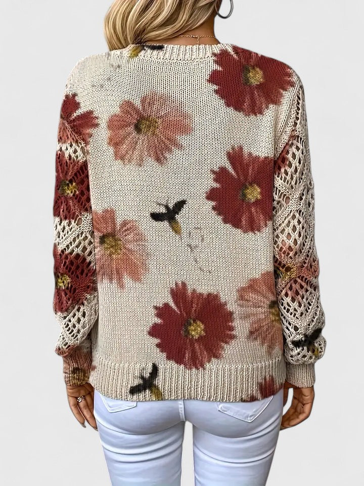Women's Floral Knit Jumper | V-Neck