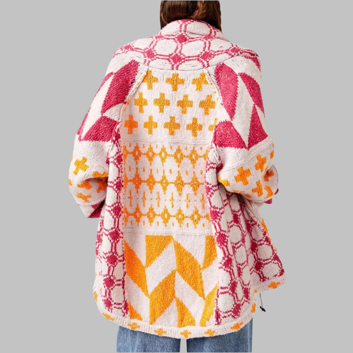 Women's Jacquard Pattern Cardigan | Oversized