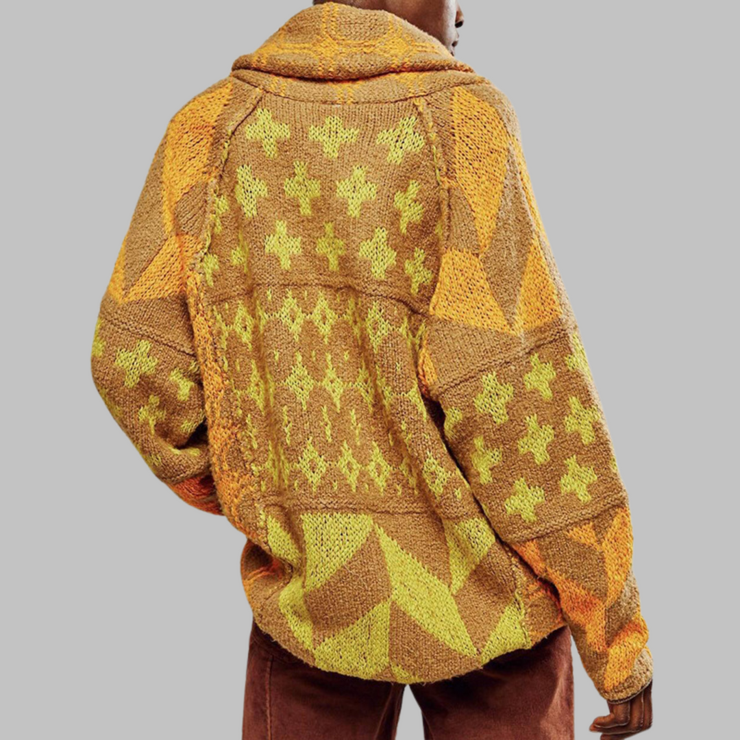 Women's Jacquard Pattern Cardigan | Oversized