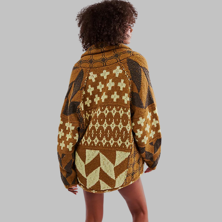 Women's Jacquard Pattern Cardigan | Oversized
