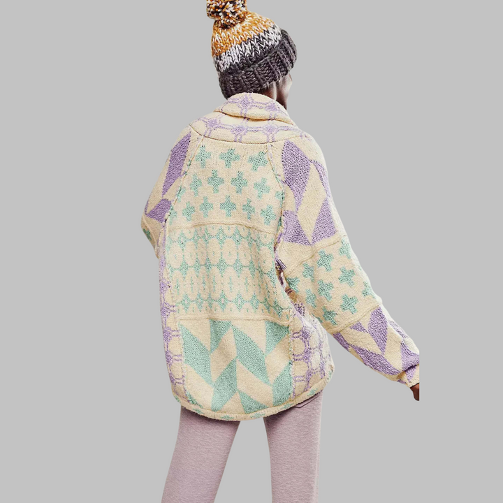 Women's Jacquard Pattern Cardigan | Oversized