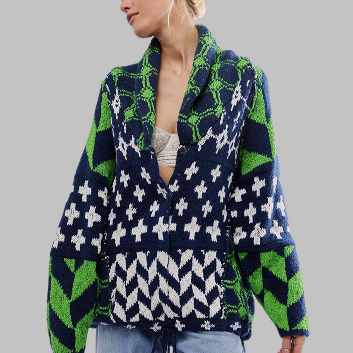 Women's Jacquard Pattern Cardigan | Oversized