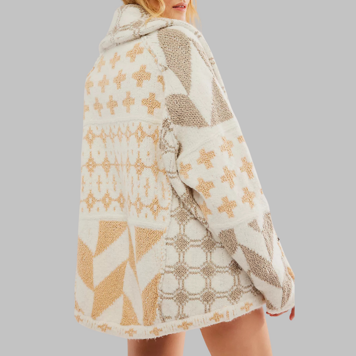 Women's Jacquard Pattern Cardigan | Oversized