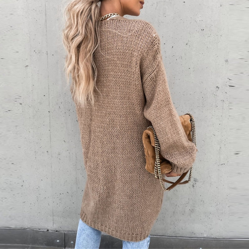 Women's Long Open Cardigan | Knit