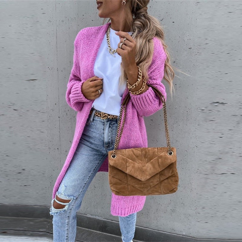 Women's Long Open Cardigan | Knit