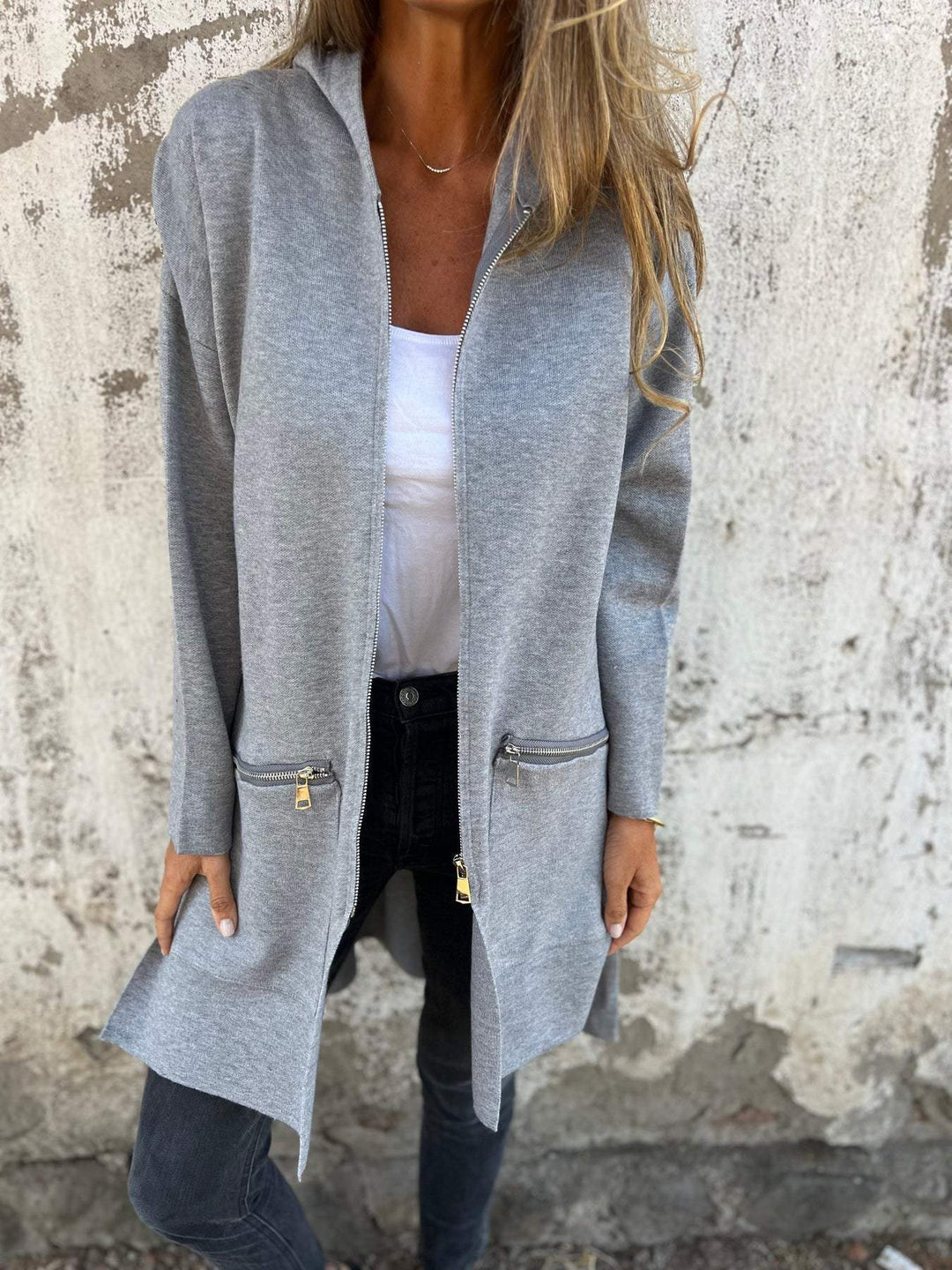 Women's Longline Zip Cardigan | Hooded