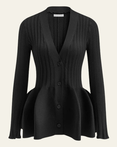 Women’s V-Neck Button-Front Cardigan | Peplum