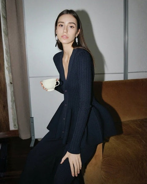 Women’s V-Neck Button-Front Cardigan | Peplum