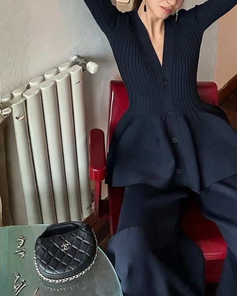 Women’s V-Neck Button-Front Cardigan | Peplum