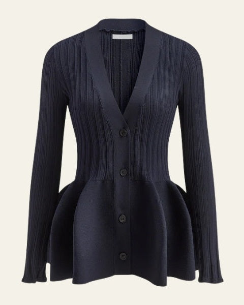 Women’s V-Neck Button-Front Cardigan | Peplum