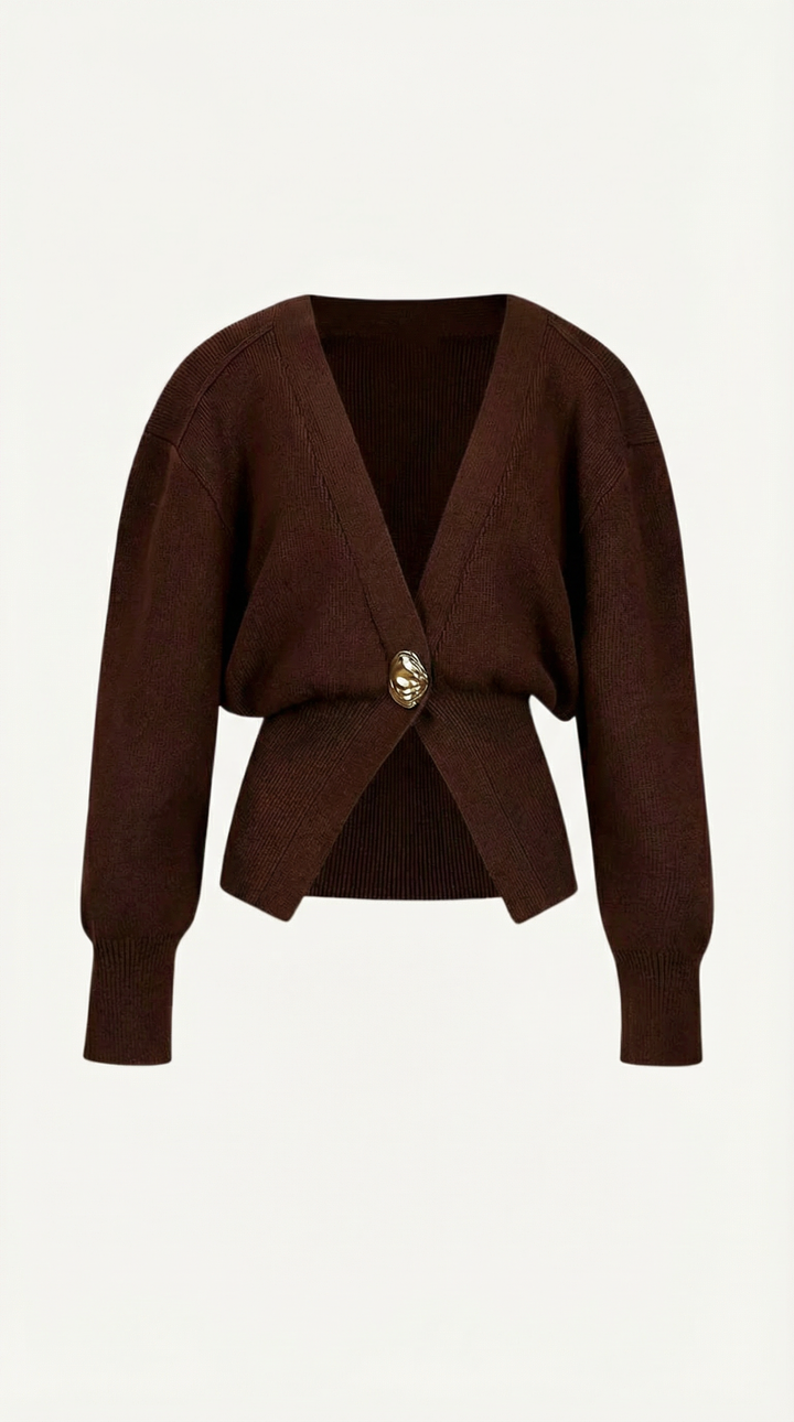 Women’s Deep V-Neck Cardigan | Single-Button