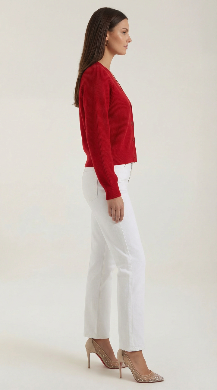 Women's V-Neck Cardigan | Button Closure