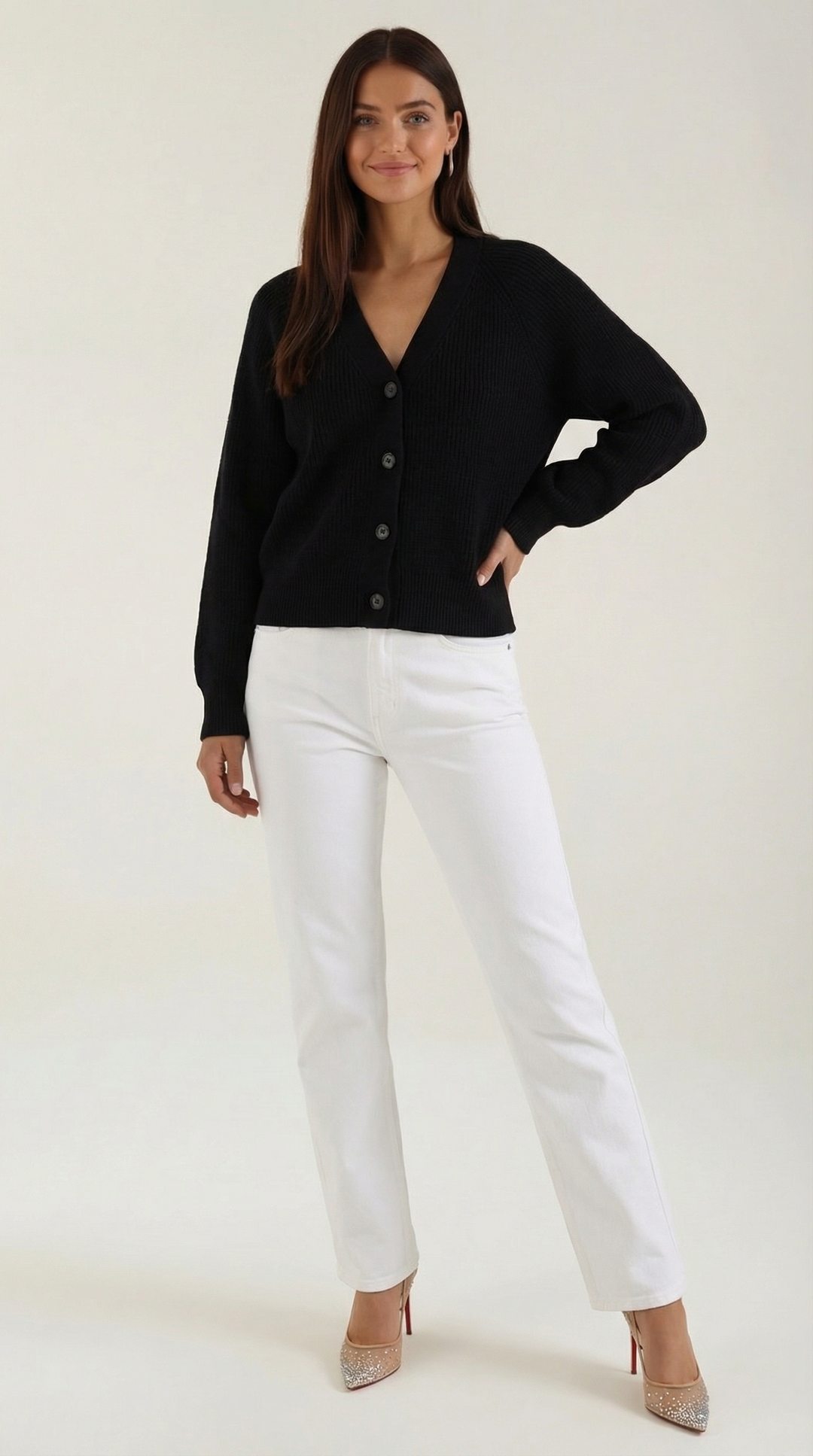 Women's V-Neck Cardigan | Button Closure