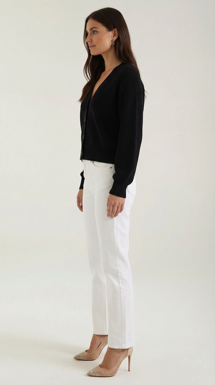 Women's V-Neck Cardigan | Button Closure
