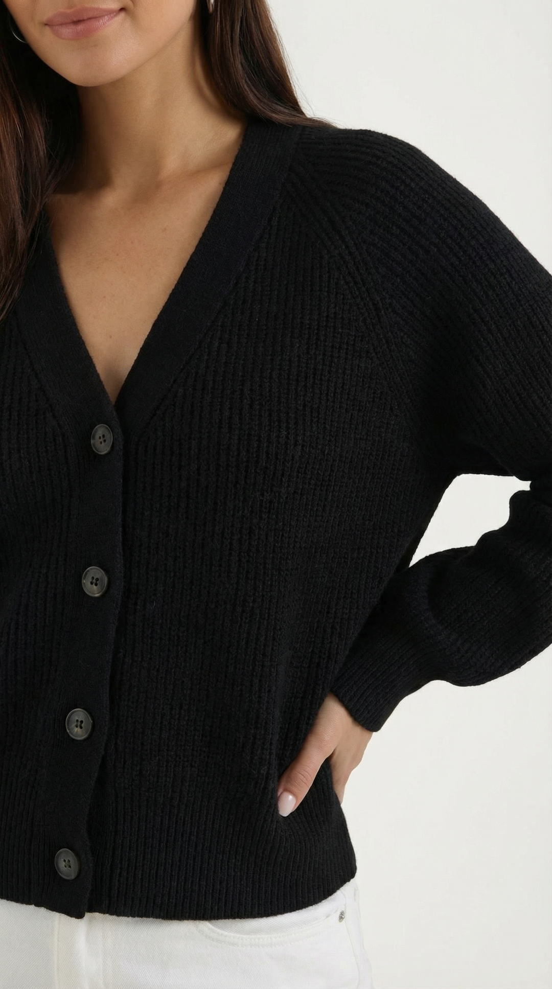 Women's V-Neck Cardigan | Button Closure