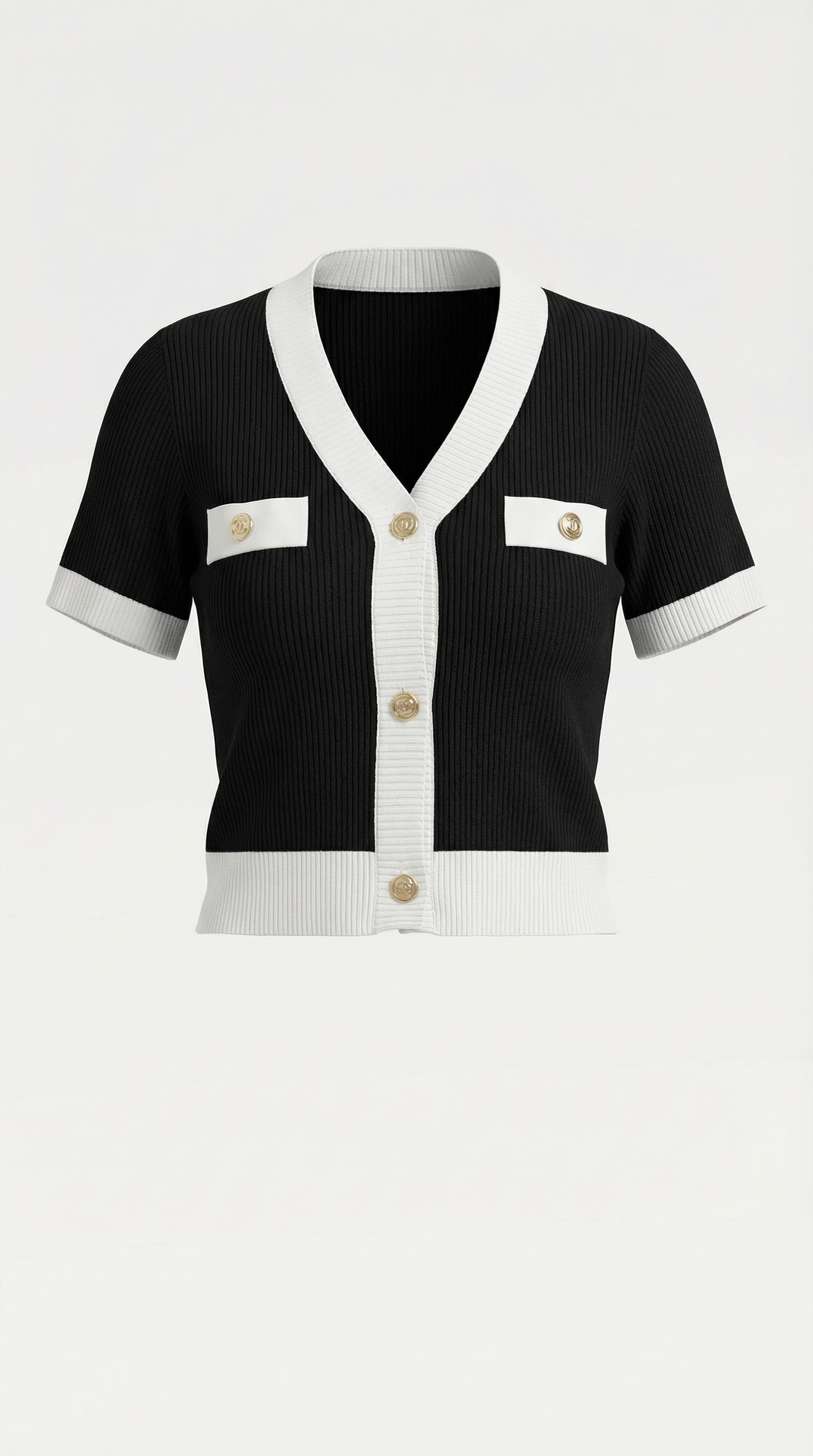 Women's Contrast Knit Cardigan | Short Sleeves