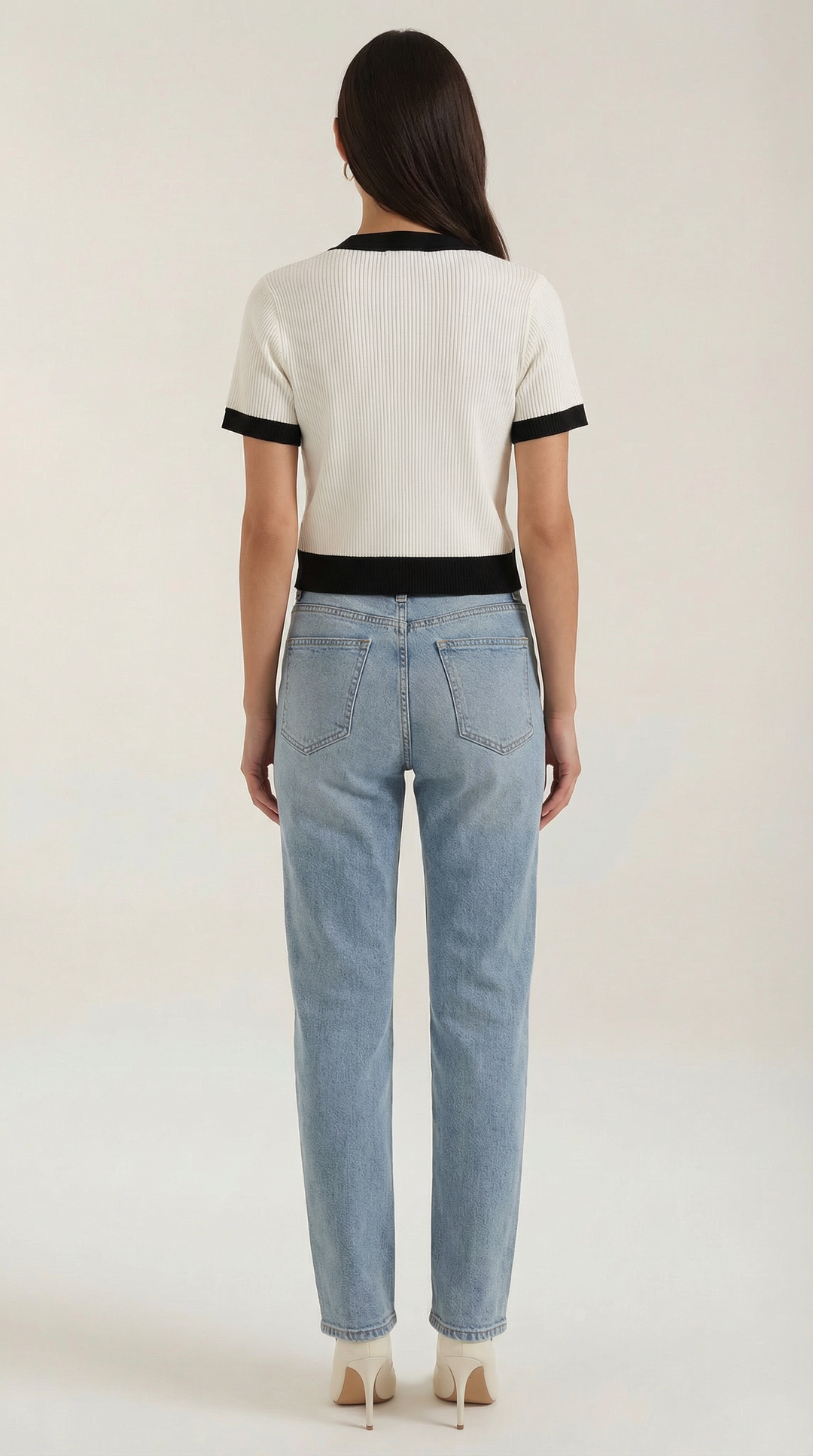 Women's Contrast Knit Cardigan | Short Sleeves
