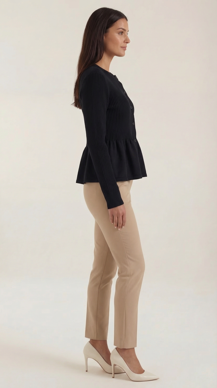 Women's Elegant Peplum Cardigan | Button Closure