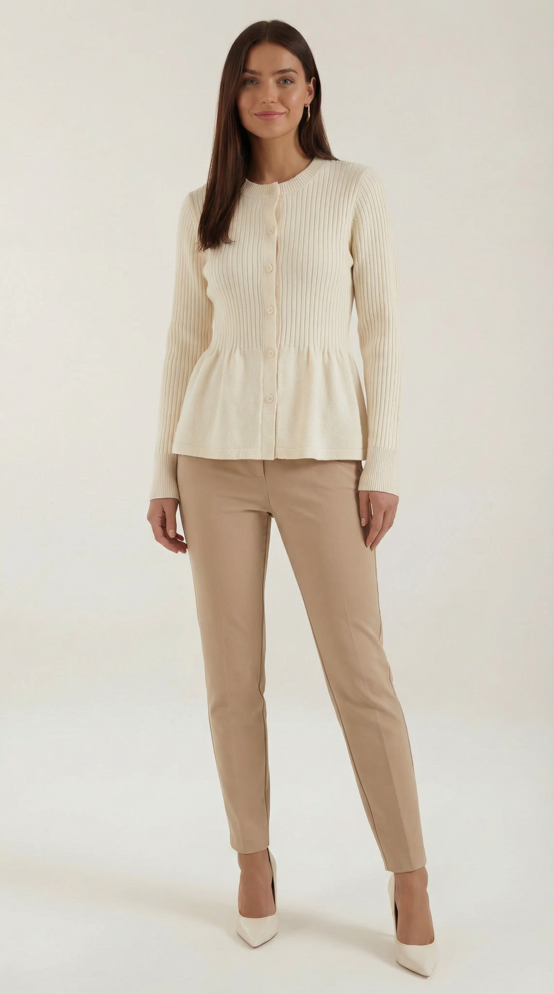Women's Elegant Peplum Cardigan | Button Closure