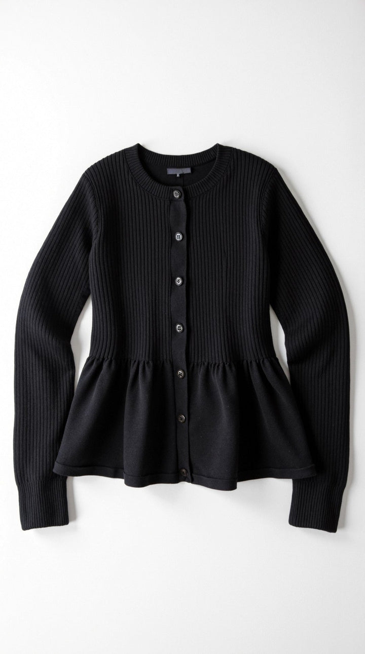 Women's Elegant Peplum Cardigan | Button Closure