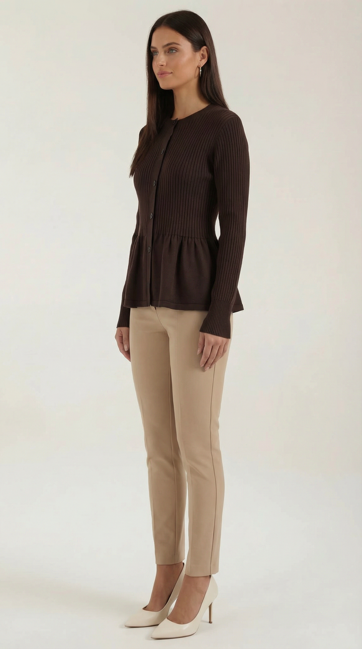Women's Elegant Peplum Cardigan | Button Closure
