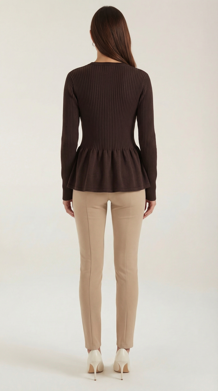 Women's Elegant Peplum Cardigan | Button Closure