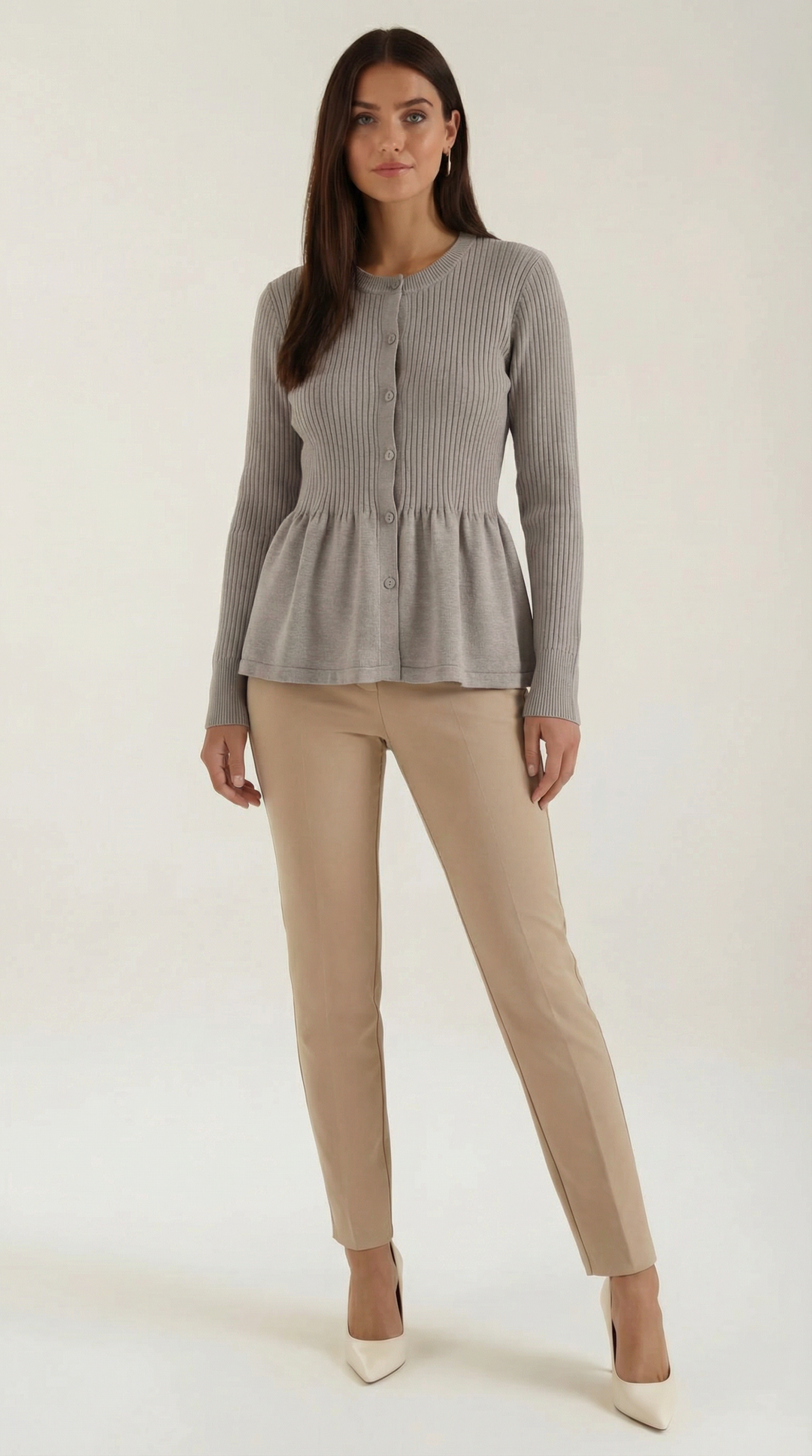 Women's Elegant Peplum Cardigan | Button Closure