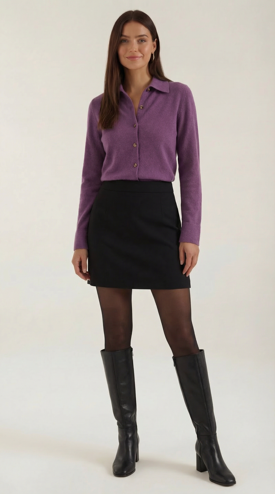 Women's Knit Collared Cardigan | Button Closure