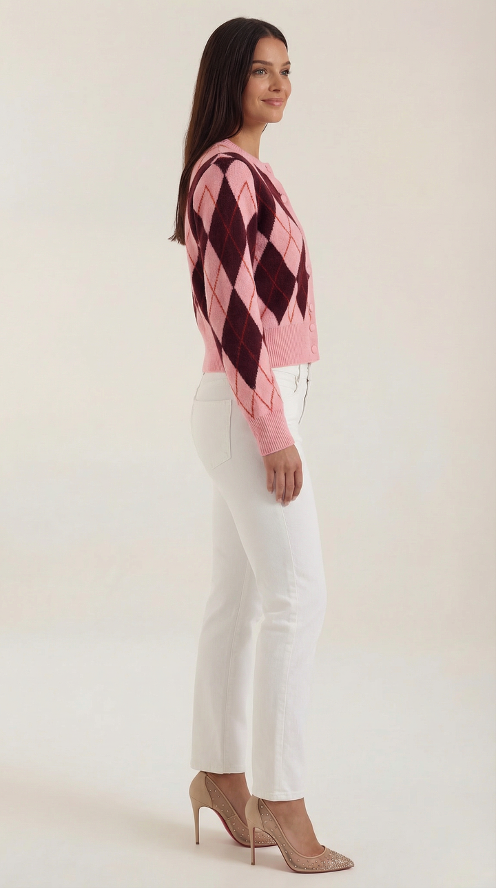 Women's Patterned Knit Cardigan | Button Closure