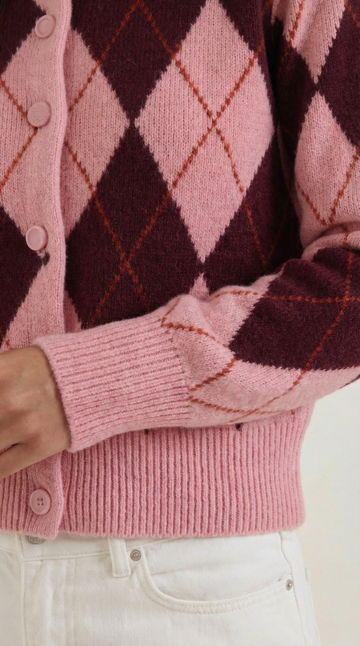 Women's Patterned Knit Cardigan | Button Closure