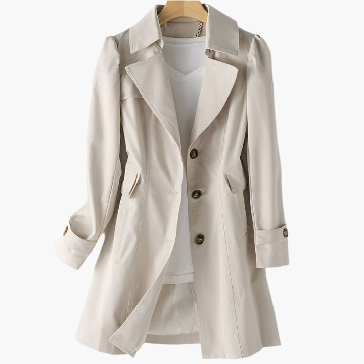 Women's Classic Long Trench Coat | Front Buttons