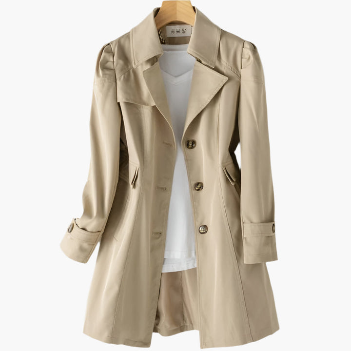 Women's Classic Long Trench Coat | Front Buttons