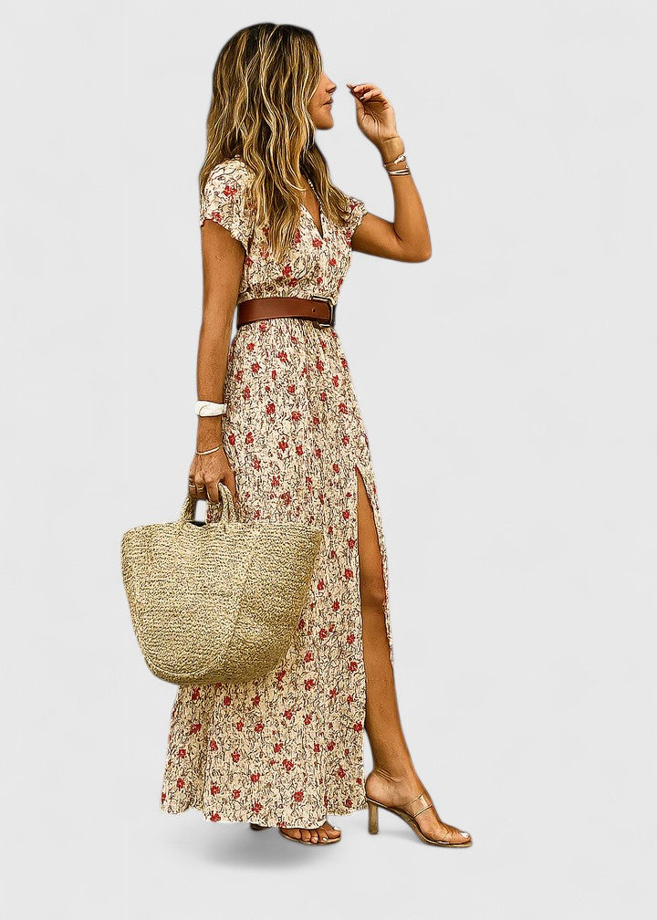 Women's Summer Relaxed Fit Vacation Dress with Side Slit | Maxi