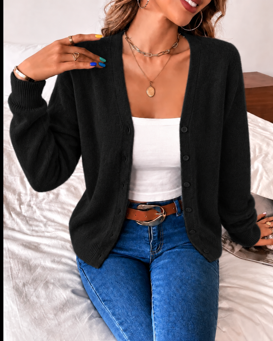 Women's Button-Front Knit Cardigan | Fitted