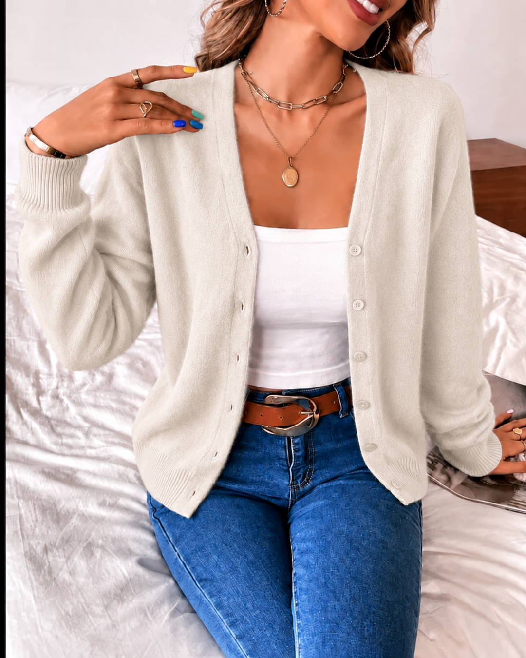 Women's Button-Front Knit Cardigan | Fitted