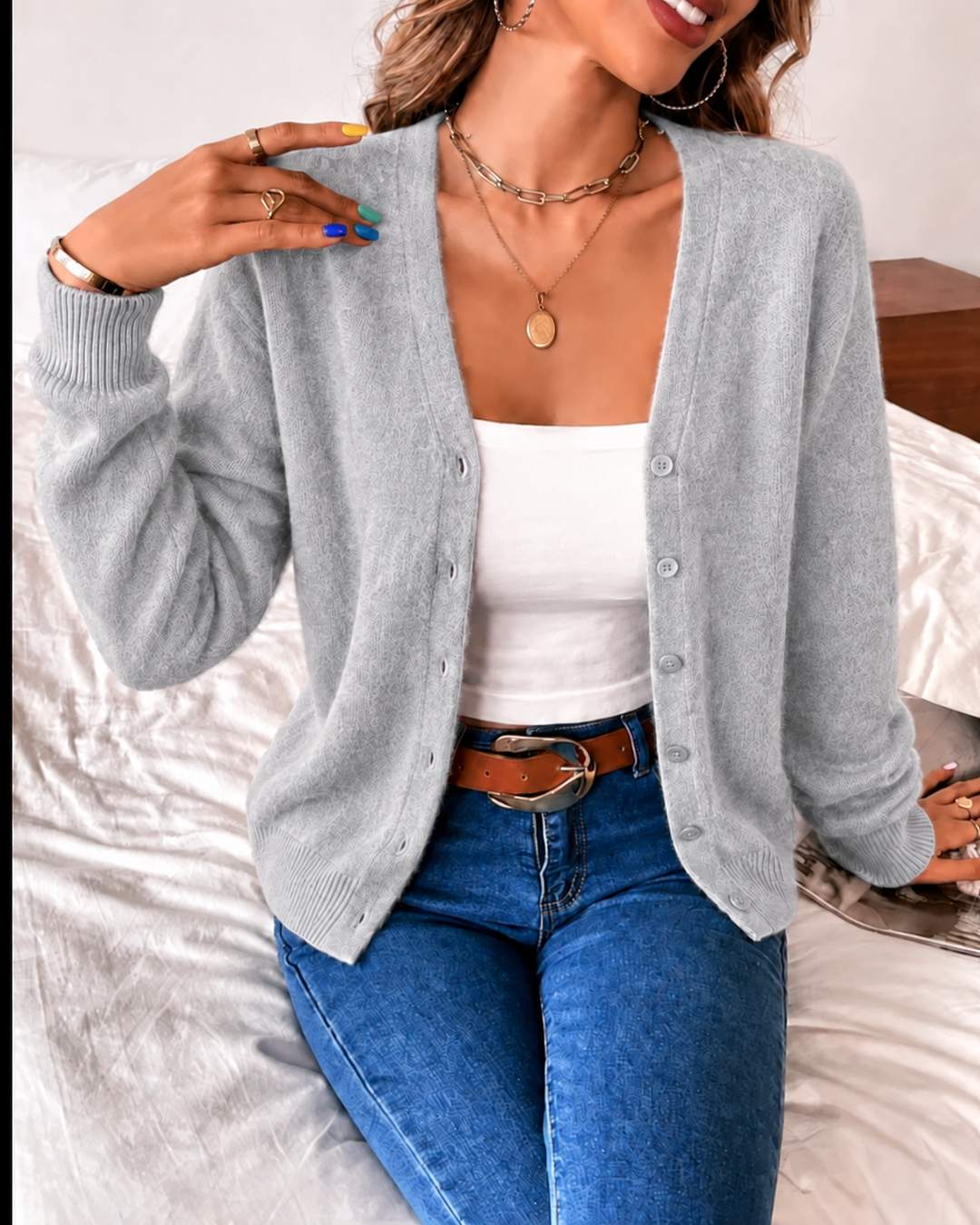Women's Button-Front Knit Cardigan | Fitted