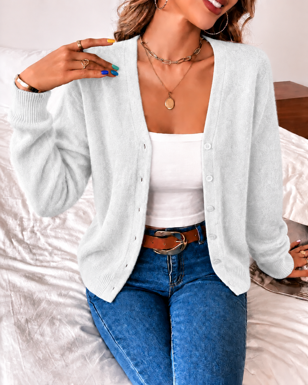Women's Button-Front Knit Cardigan | Fitted