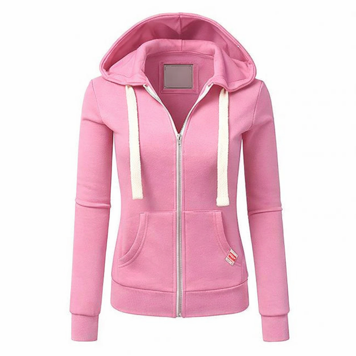 Women's Zip Up Pockets Drawstring Hoodie | Winter