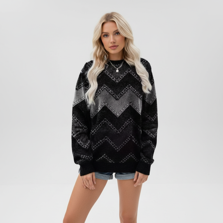 Women’s Printed Crew Neck Jumper | Relaxed Long Sleeve Fit