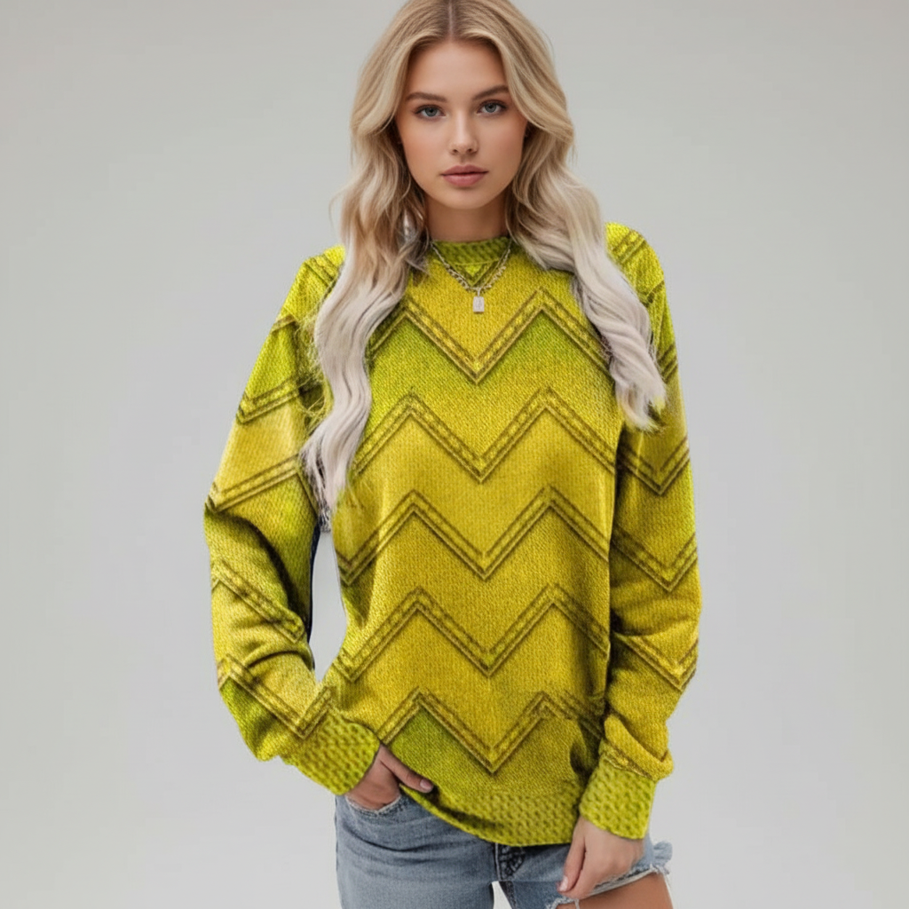 Women’s Printed Crew Neck Jumper | Relaxed Long Sleeve Fit